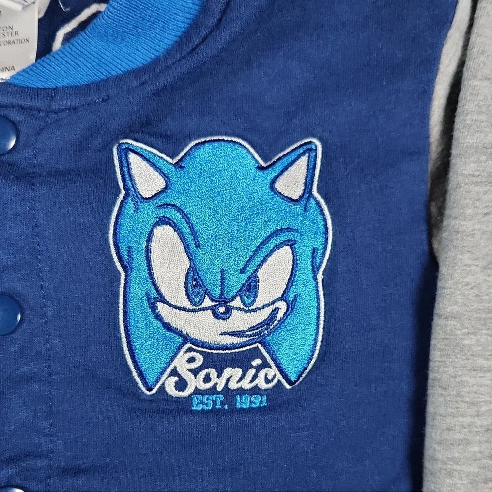 SEGA Sonic The Hedgehog Boys Varsity Bomber Jacket Size 4/5 Huge Chenille Back